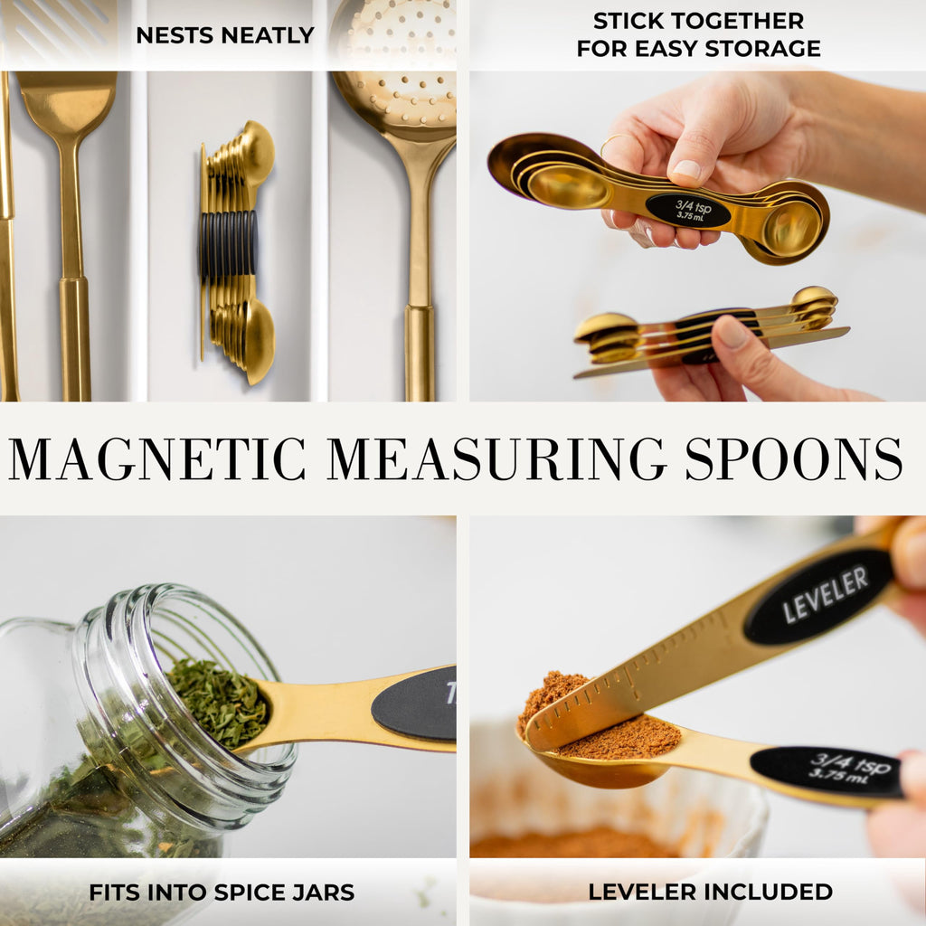 Black and Gold Kitchen Utensils Set - 15 Piece Set Includes Gold and Black Silicone Cooking Utensils with Gold Utensi... - Image 4