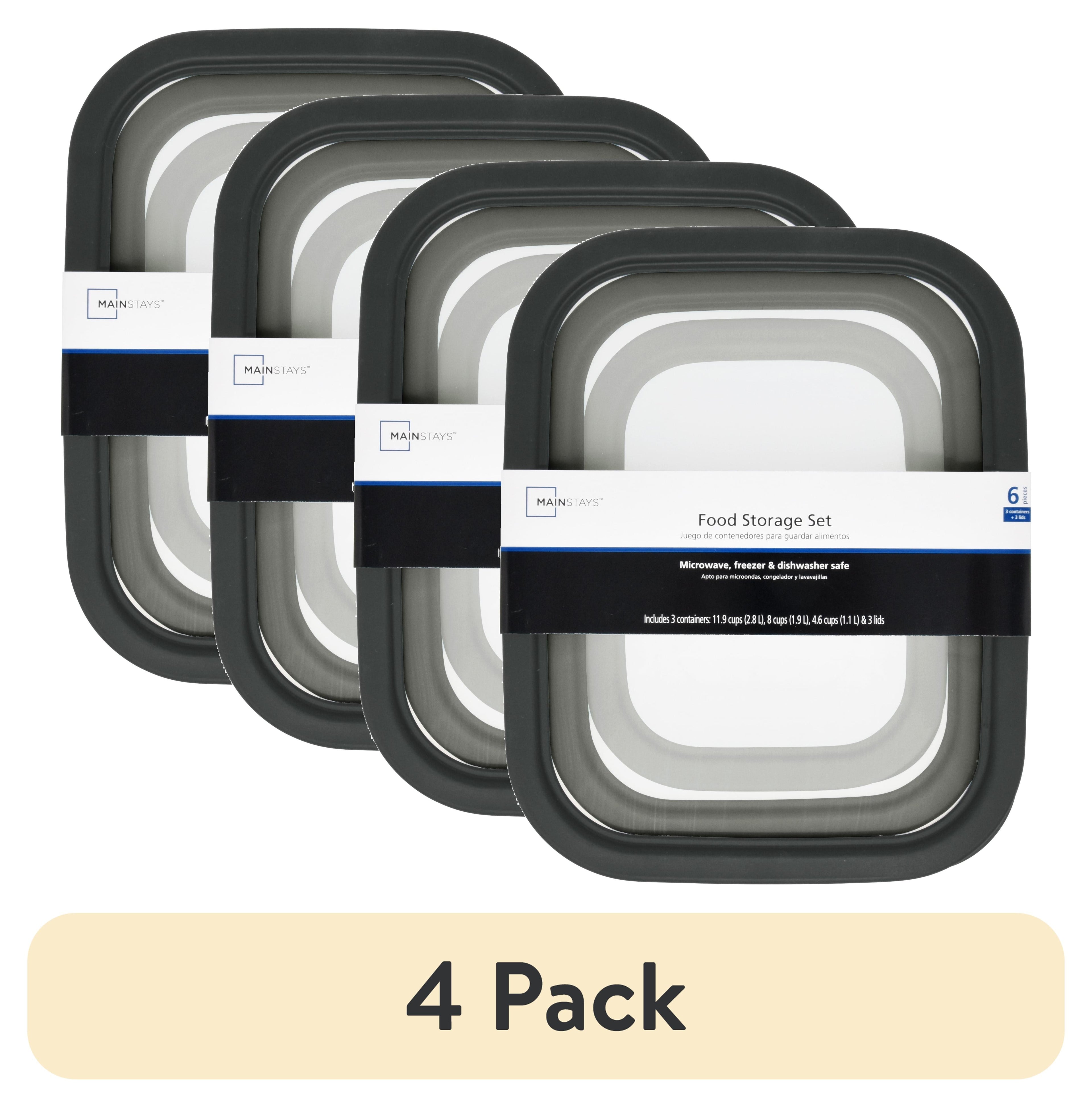 (4 pack) Durable 6 Piece Plastic Food Storage Container Set, Mulit Size Pack, Well Suited to Refrigerator Organizatio...
