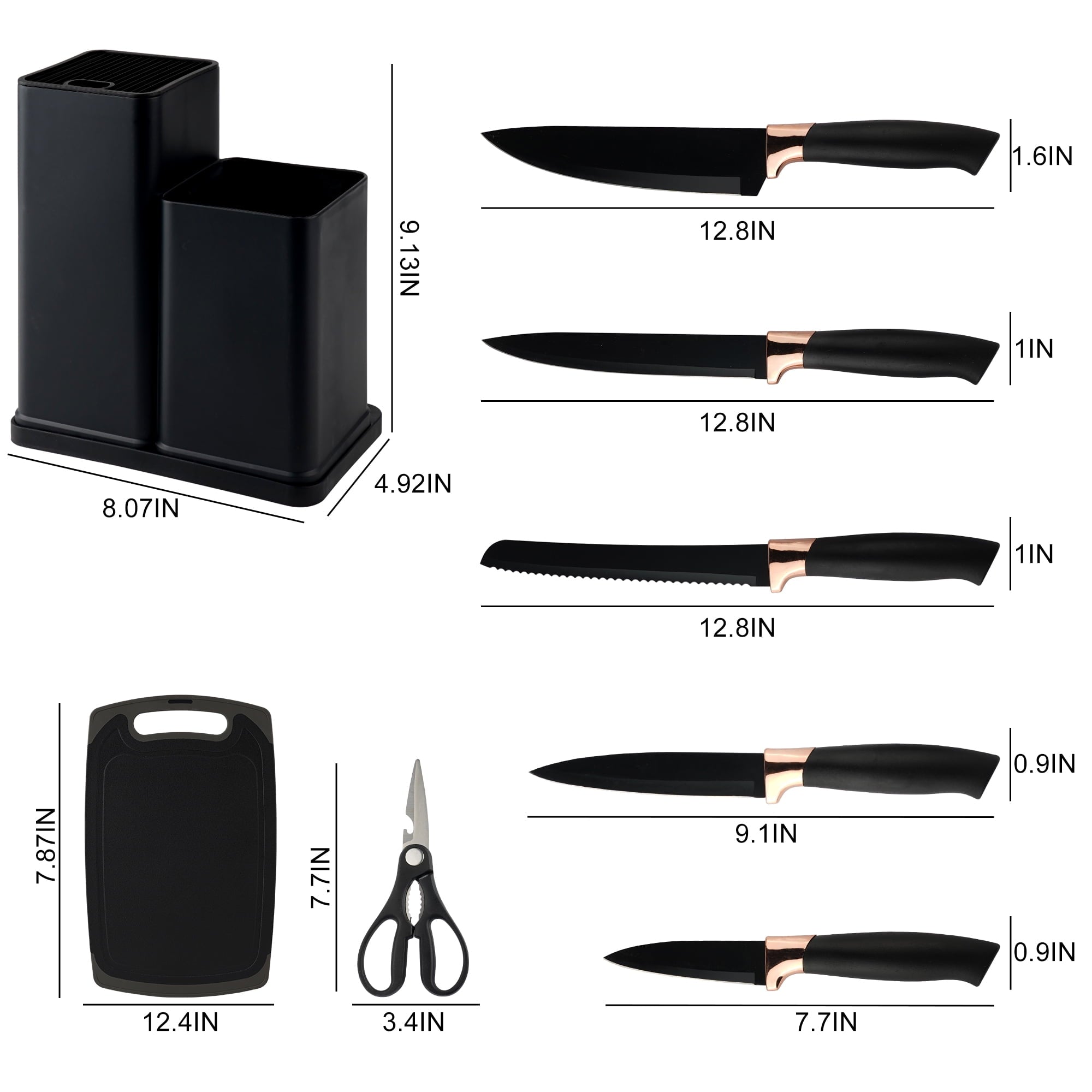 19pcs Set, Kitchen Set Set with 11 Pieces Spatula ,Heat Resistant Silicone 5 Piece Sharp Knife Set 1 Scissors and 1 U... - Image 2