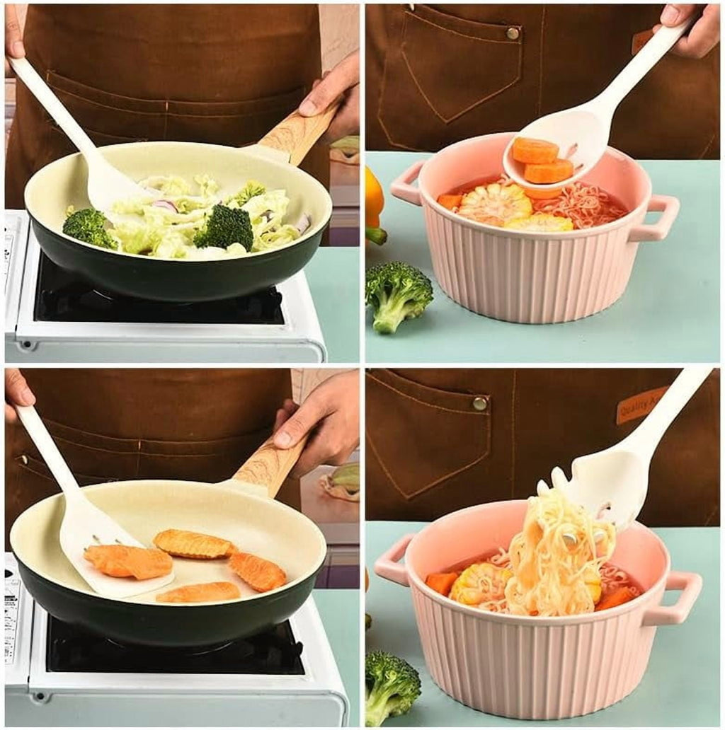 7" Silicone Cooking Utensils Set, One-Piece Style Nonstick Slotted Spoons, Spatulas, Ladle and Spoon Set, Heat Resist... - Image 4