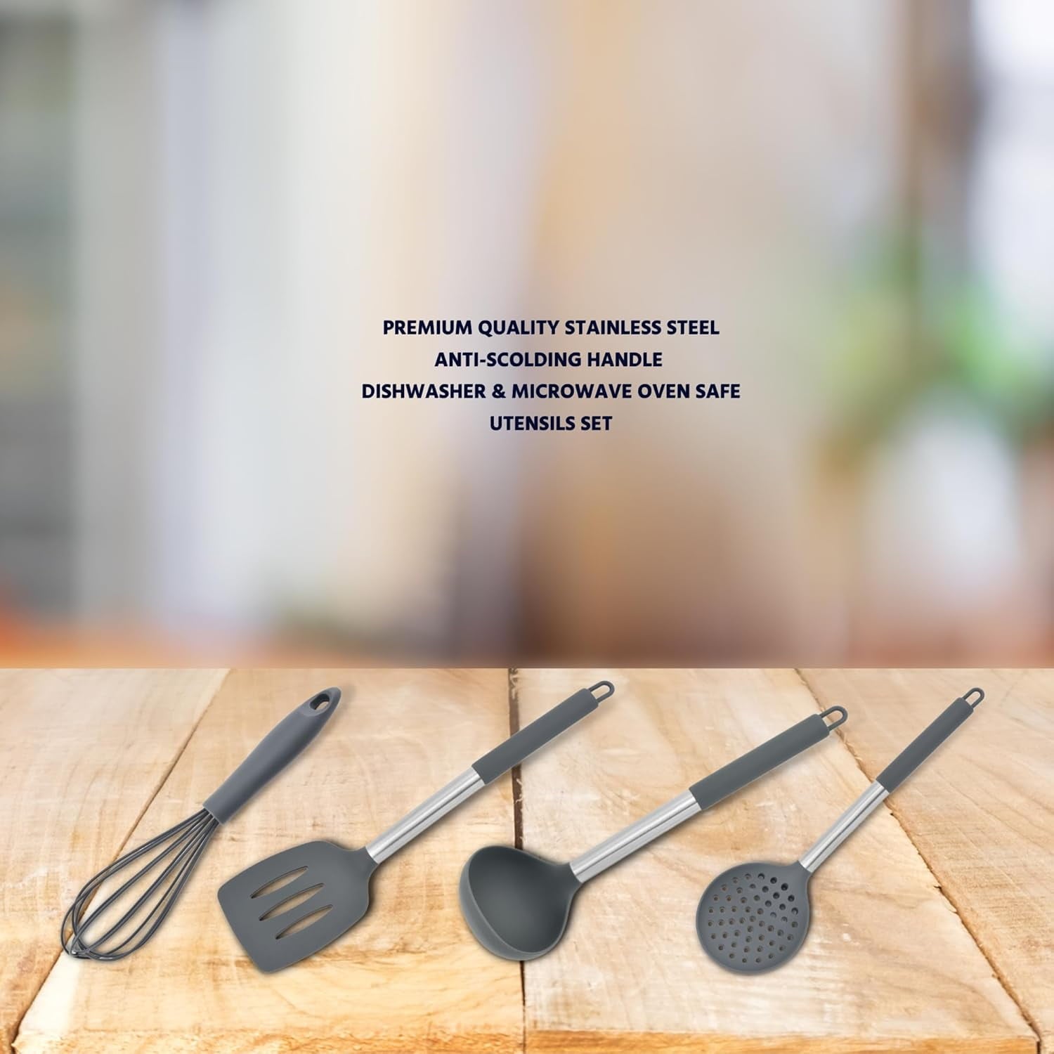 15 Silicone Kitchen Utensil Set with Holder | Non Slip Stainless Steel Cooking Tool |Spatulas, Spoon, Ladle, Pasta Se... - Image 5