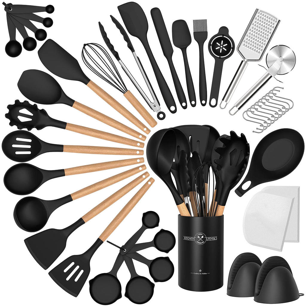 43Pcs Silicone Cooking Utensils Set - Heat Resistant Non-Stick Kitchen Utensils, Kitchen Utensil Gadgets Tools Set fo...
