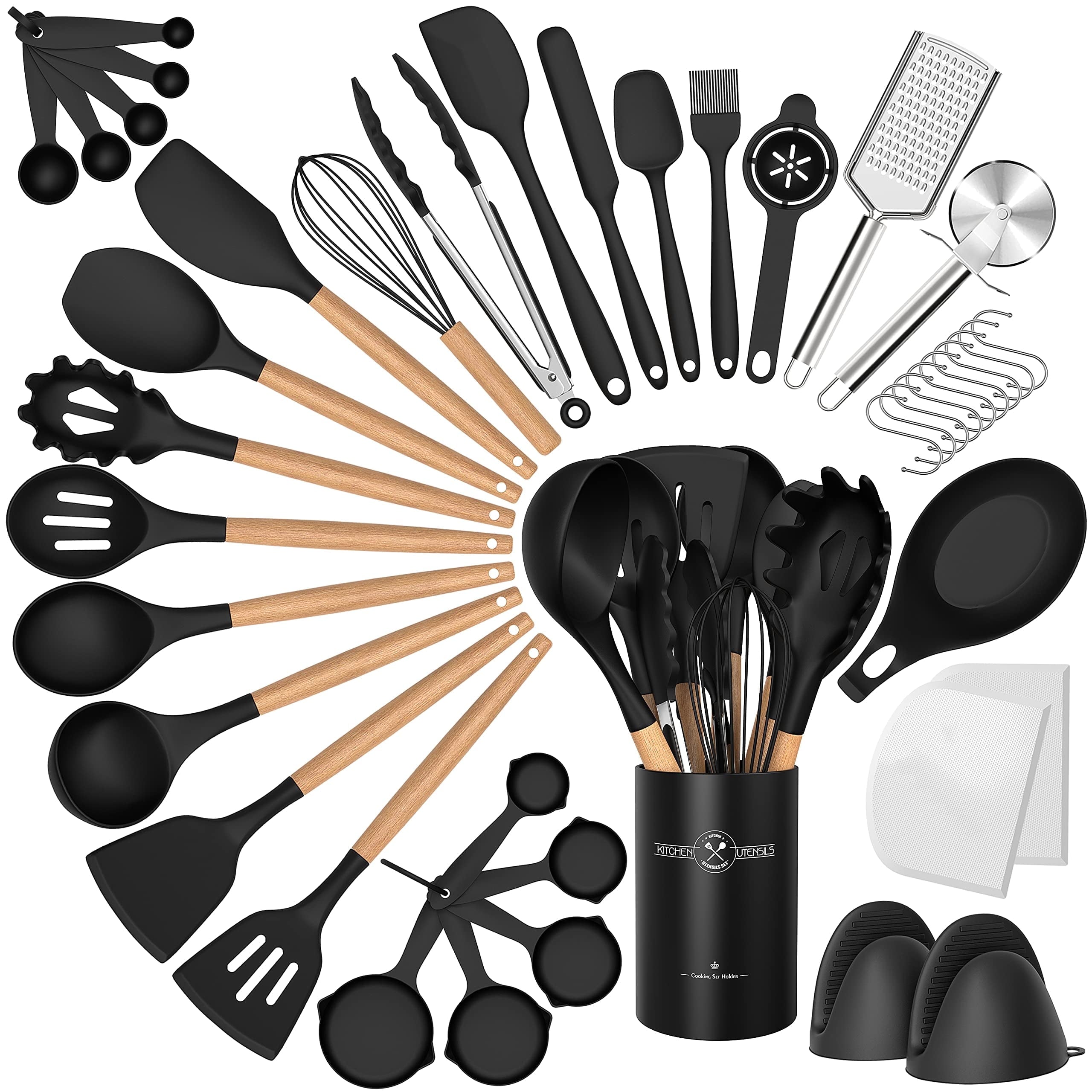 43Pcs Silicone Cooking Utensils Set - Heat Resistant Non-Stick Kitchen Utensils, Kitchen Utensil Gadgets Tools Set fo...