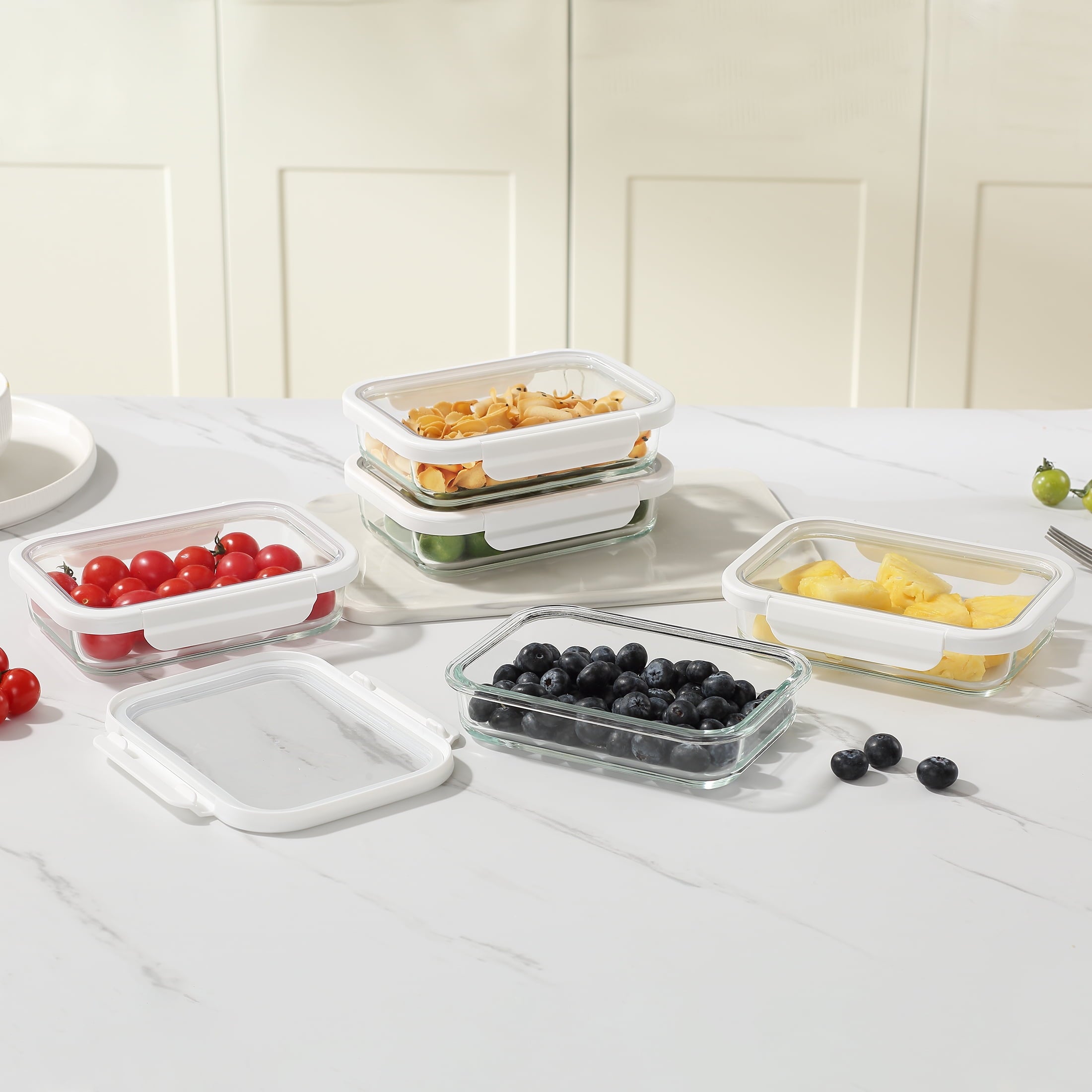 2.3Cup Rectangle Glass Food Storage Container with Tritan Lid. Set of 5, 10 Pieces, Designed to Help with Pantry Stor... - Image 4