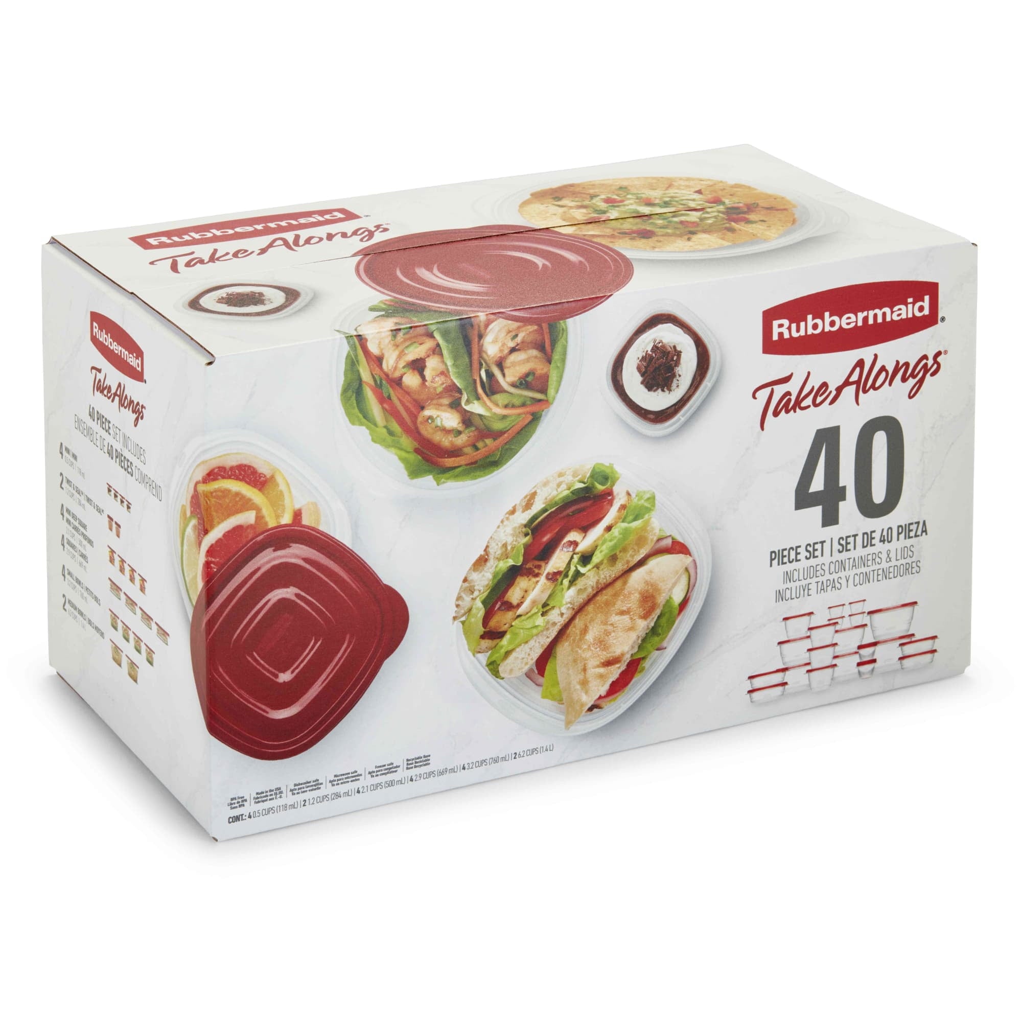 Rubbermaid TakeAlongs 40 Piece Food Storage Set, Red, Total of 12.6 Qts - Image 2
