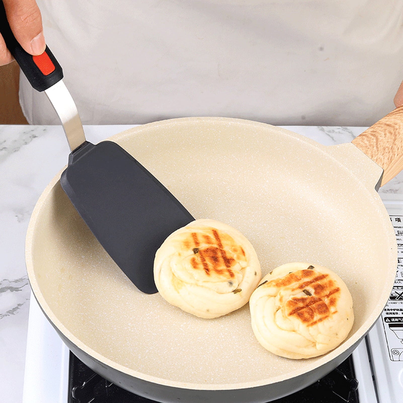 4-Pack Resistant Silicone Spatula Set - Safe Nonstick Kitchen Utensils for Cooking, Free Rubber Turner for Eggs, Panc... - Image 4