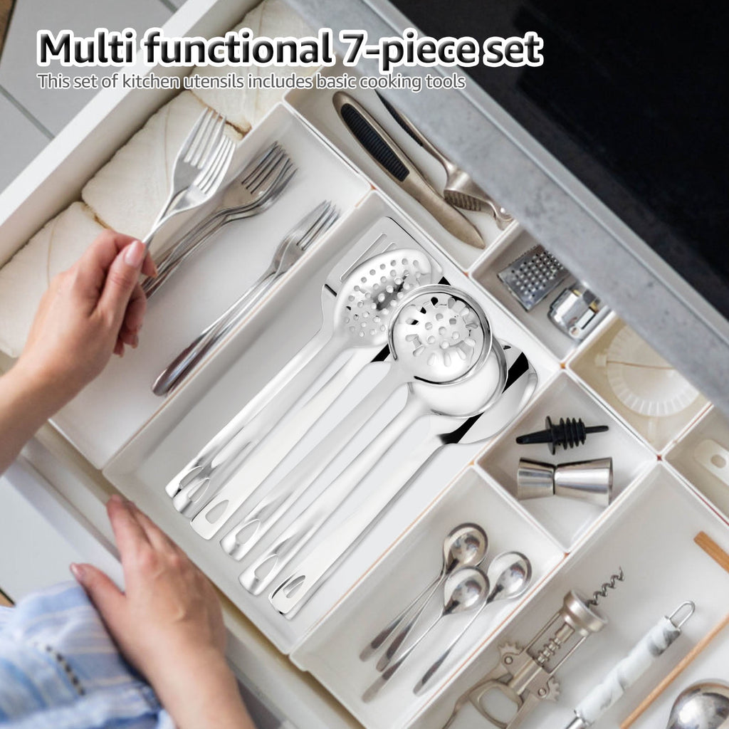 7Pcs Kitchen Cooking Utensils Set, Stainless Steel Kitchen Utensils Set, Kitchen Tools Spatulas Set, Home Essentials ... - Image 4