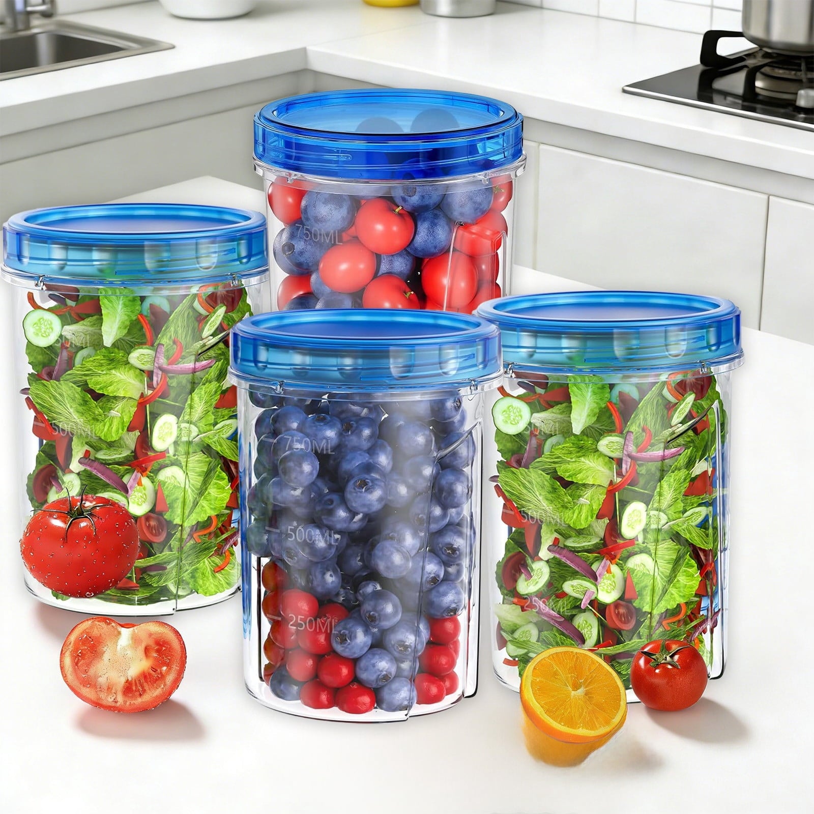 50oz,Food Containers Set,with Twist Top Lids,Plastic Airtight Meal Prep Containers with Twist Top Lids,Stackable Soup... - Image 6