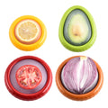 4Pcs Reusable Silicone Fruit Storage Box Covers Onion Storage Avocado Saver Containers for Fridge, Vegetable Keepers Food Savers Kitchen Gad