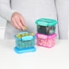 3-Piece Storage Containers with Lids for Lunch, Meal Prep, and Leftovers, Dishwasher Safe, 1.6-Cup, Blue/Green/Pink - Image 3