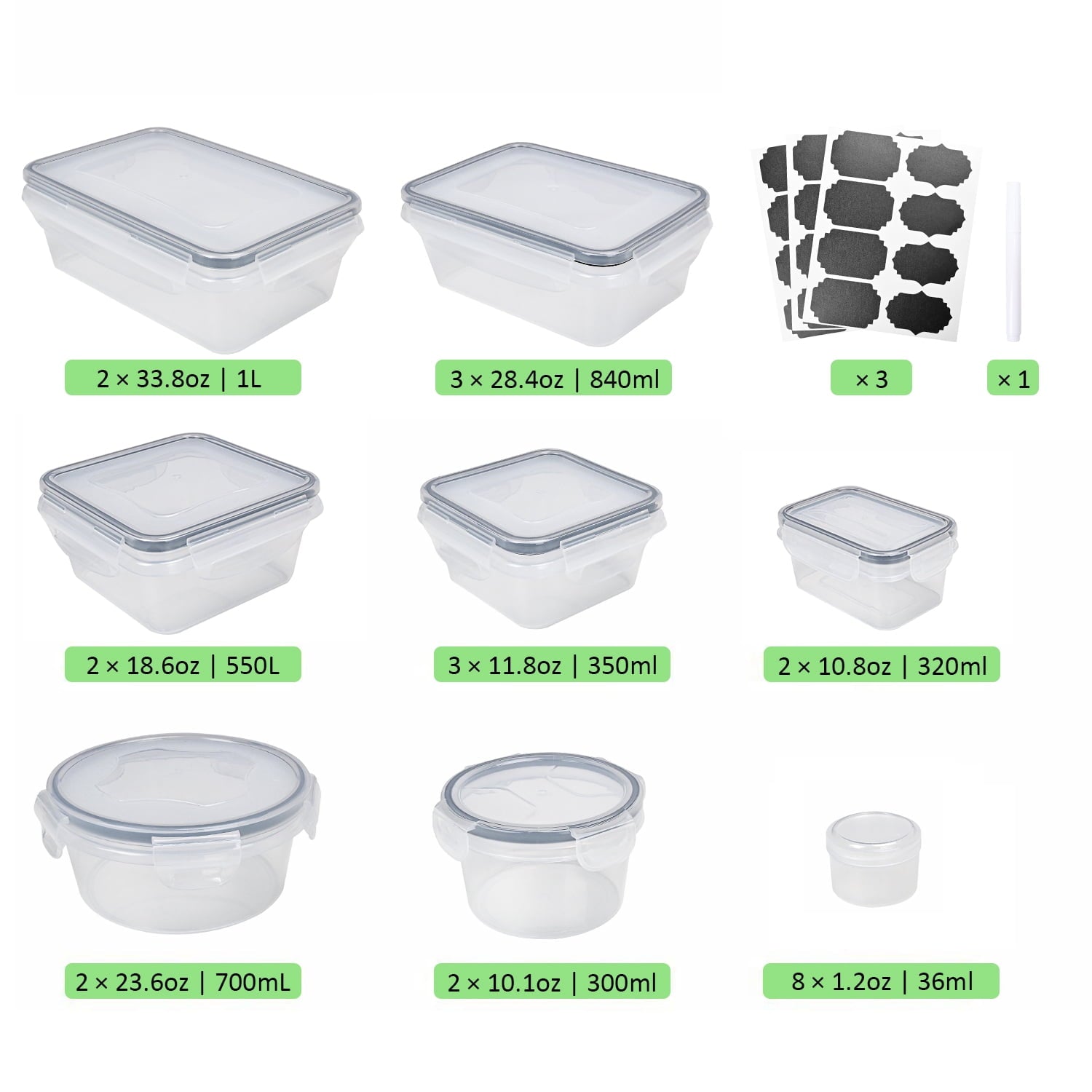Containers with Airtight Lids: 52 PCS Kitchen Containers for Pantry Organizers and , BPA-Free Meal Prep Container wit... - Image 2