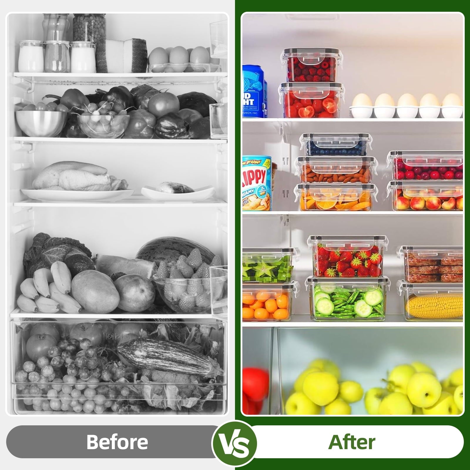 50 Pcs Food Storage Containers with Lids, Plastic Containers Kitchen Organizers and Storage(24 Containers + 24 Lids) - Image 5