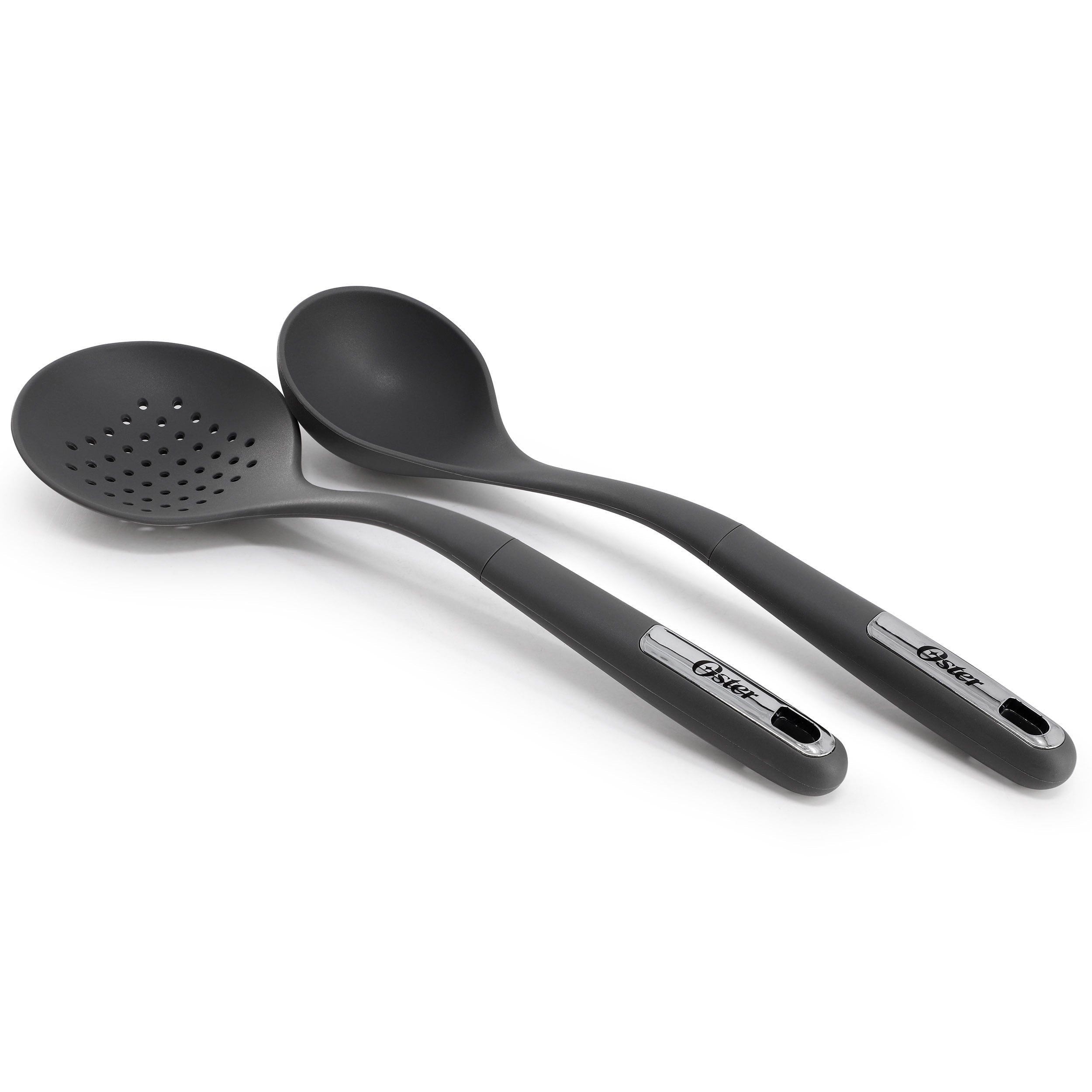 Oster Ridgecrest 2 Piece Silicone Kitchen Tool Skimmer and Ladle Set in Gray - Image 2