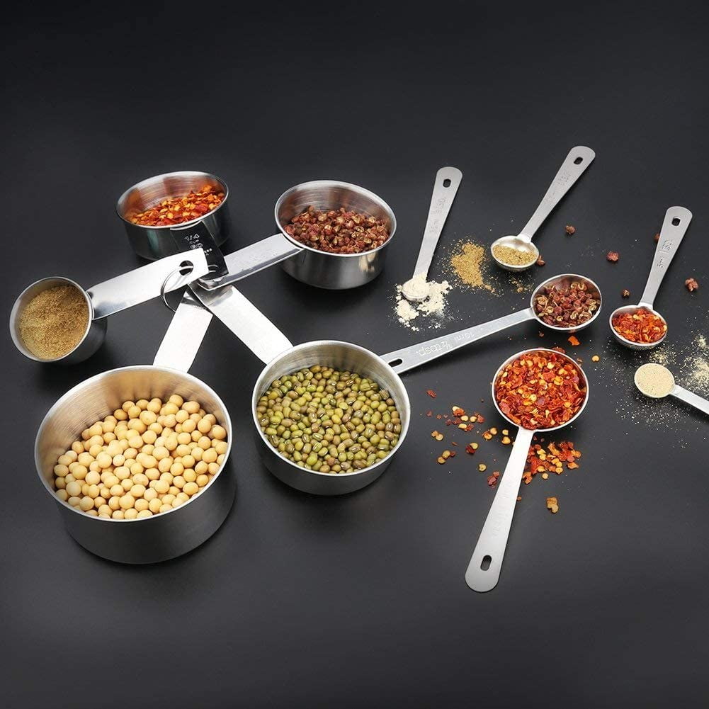 13-Piece Stainless Steel Measuring Cups and Spoons Set, 5 Stainless Steel Measuring Cups,6 Stainless Steel Measuring ... - Image 4