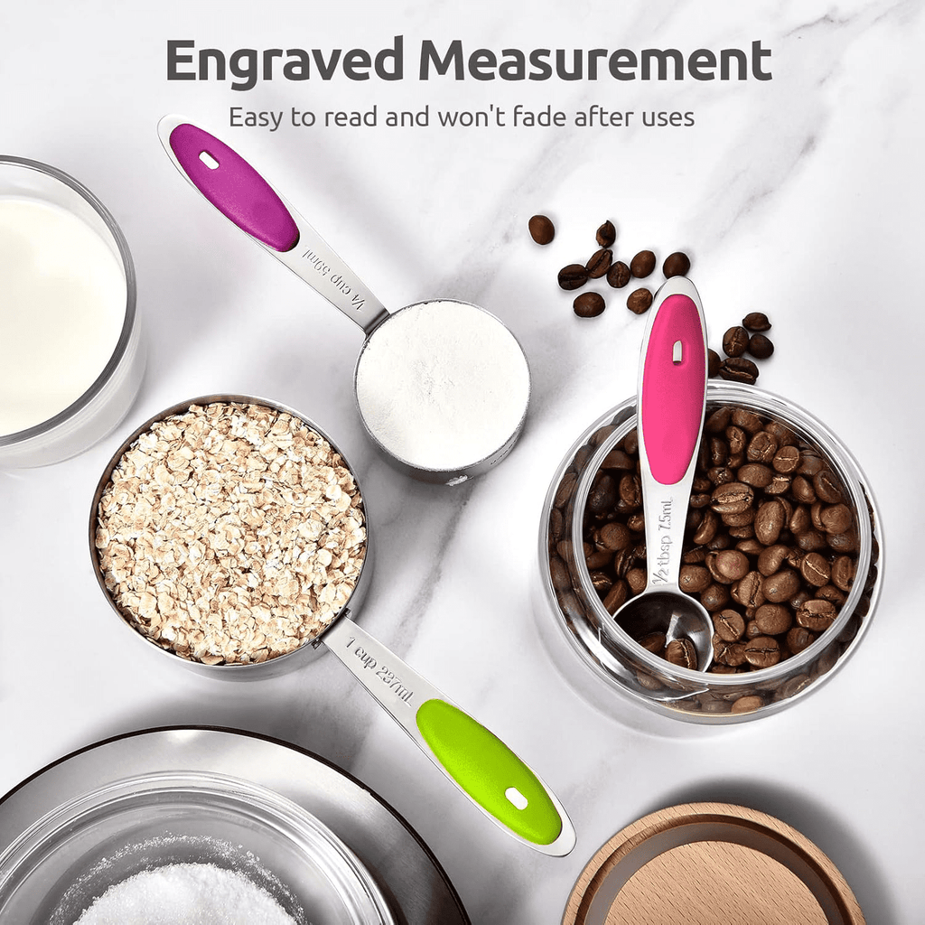 Stainless Steel Measuring Cups and Spoons Set of 15, 5 Stainless Steel Nesting Measuring Cups & 5 Spoons, 5 Mini Measuring Spoons Nesting Me - Image 3