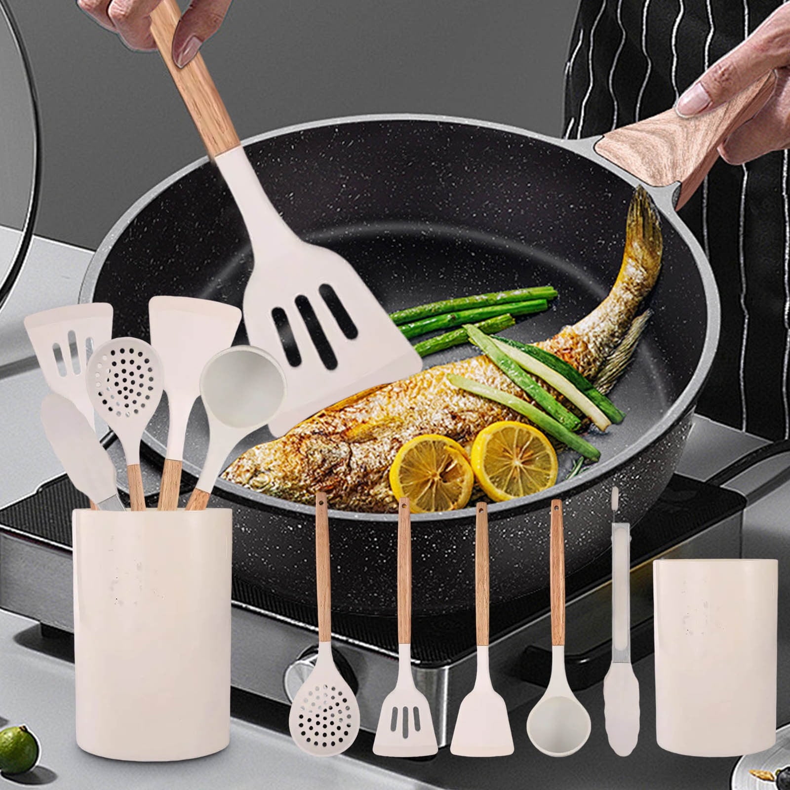 Silicone Spatula Spoon with Wooden Handle Non-Stick Heat Resistant Kitchen Utensil for Cooking Baking and Sauteing Essential Tool for Home C - Image 6