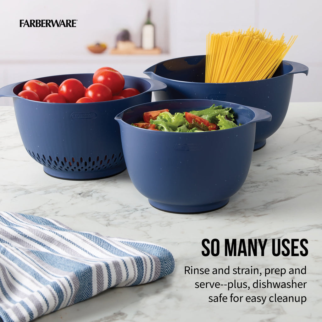 Pro Recycled 3-Piece Bowl Colander Set with Non-Slip Base - Image 3