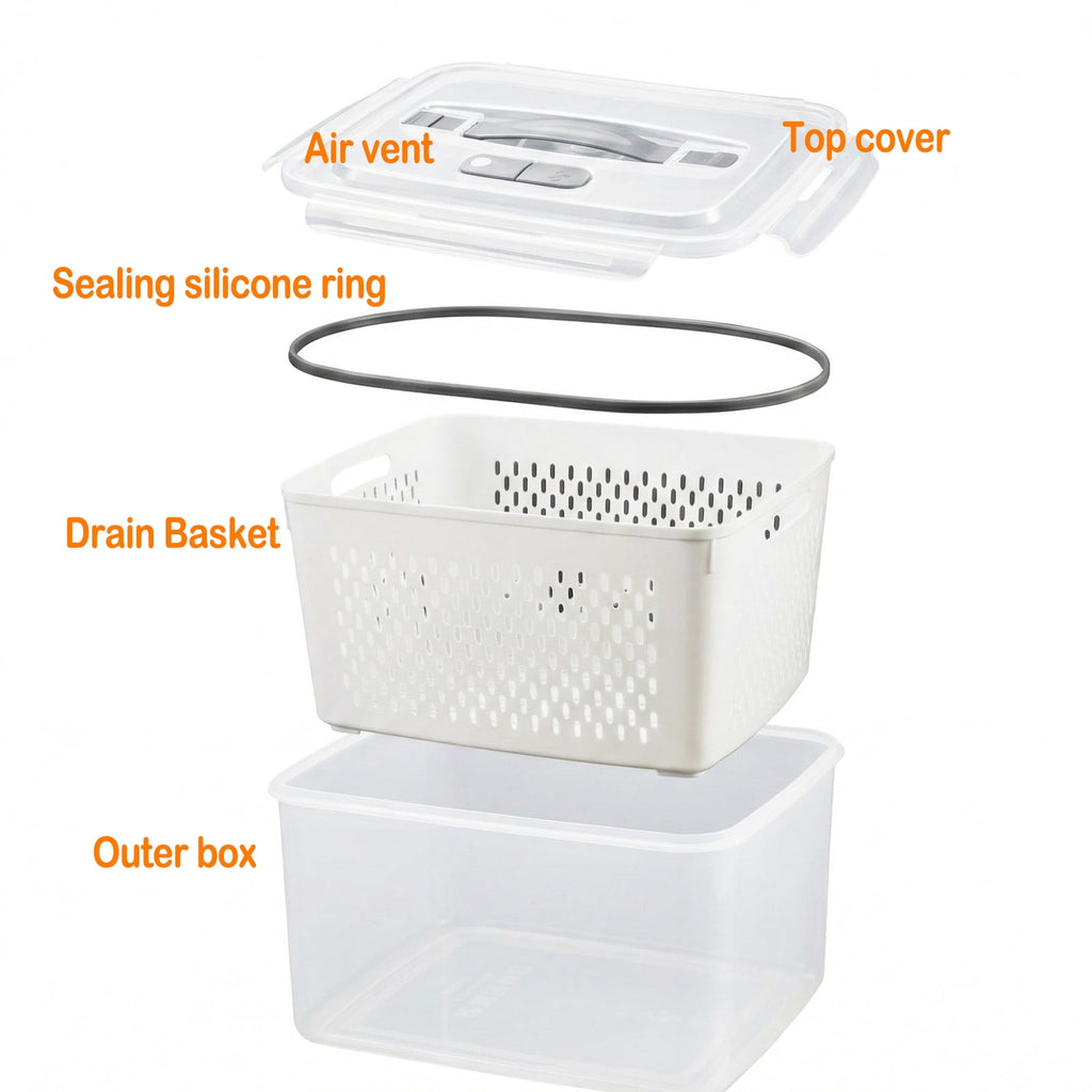 5 Pack Fruit Storage Containers for Fridge with Lid and Removable ColanderPlastic Fresh Produce Saver Vegetable ContainerRefrigerator Organi - Image 5