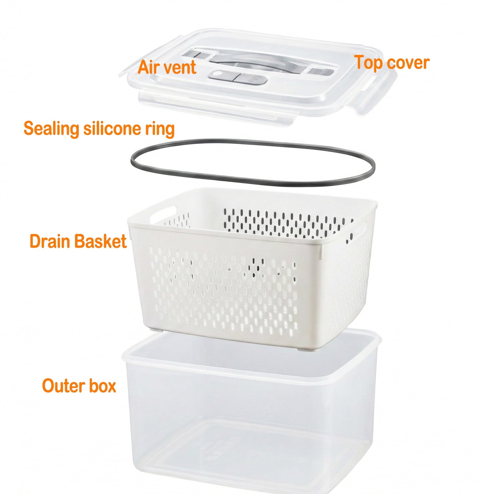 5 Pack Fruit Storage Containers for Fridge with Lid and Removable ColanderPlastic Fresh Produce Saver Vegetable ContainerRefrigerator Organi - Image 5