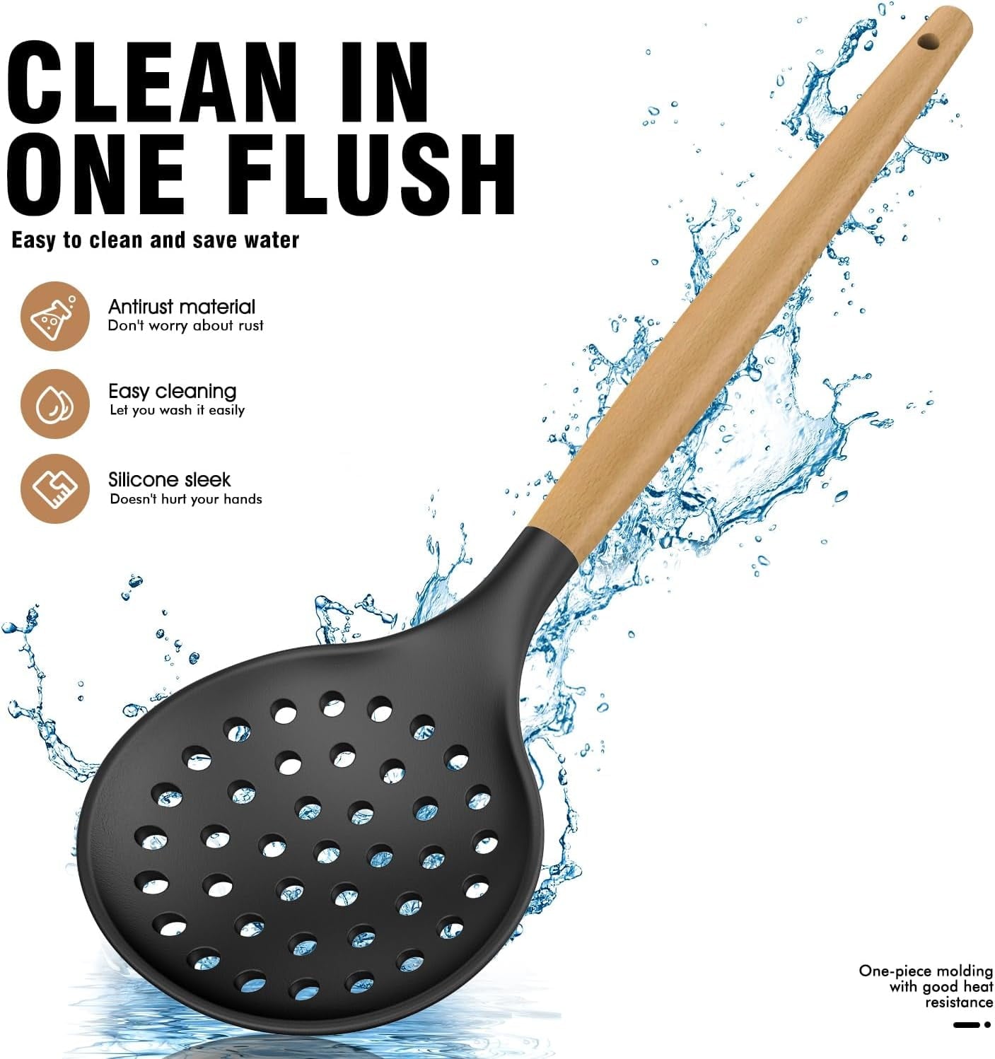 NEPIVEL Silicone Cooking Utensils Set, 12Pcs  446°F Heat Resistant Kitchen Utensils, Silicone Kitchen Utensils for Cooking Wooden Handles, K - Image 5