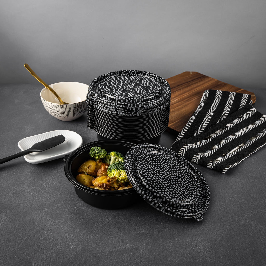 24-Piece Meal Prep Food Container Set, Black - Image 6