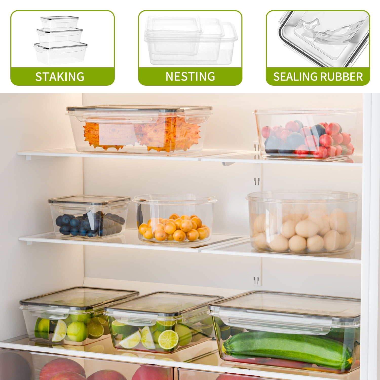 Containers with Airtight Lids: 44 PCS Large Kitchen Containers for Pantry Organizers and , BPA-Free Meal Prep Contain... - Image 6