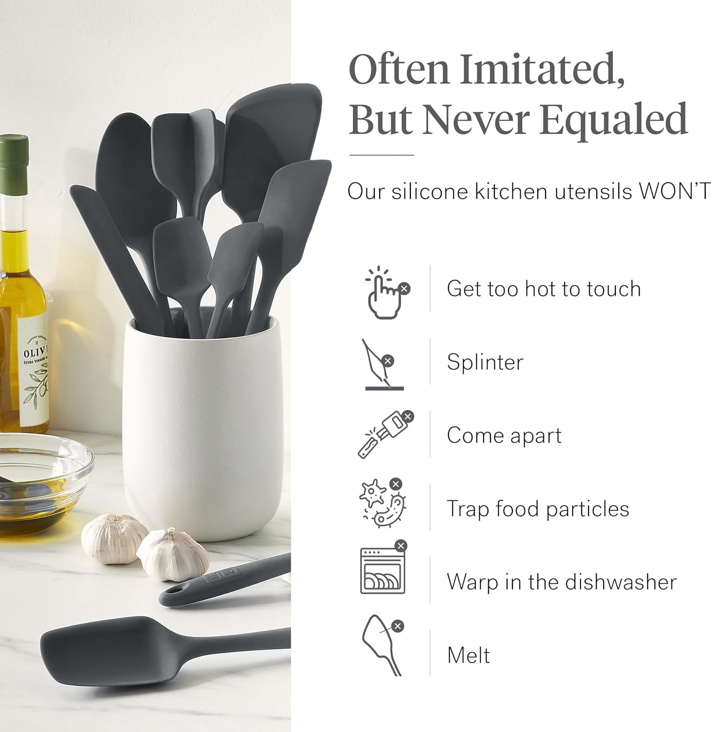 10-Piece Silicone Kitchen Utensil Set - Heat Resistant Non-Stick Cooking Tools for Baking and Prep - Image 4