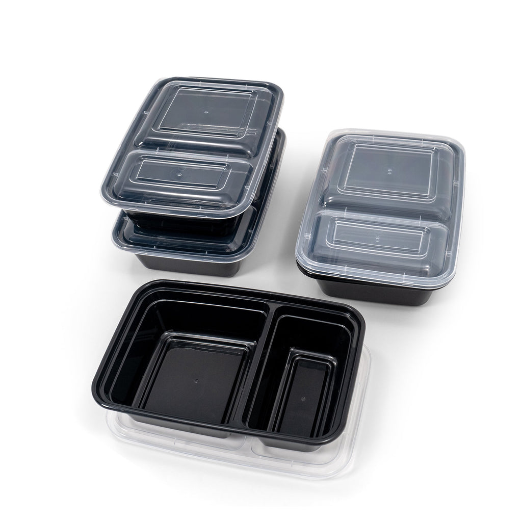 5-Pack Prep Containers with 2 Compartments and Lids, BPA-Free, Microwave & Dishwasher Safe, Made for Family s and Eas... - Image 2