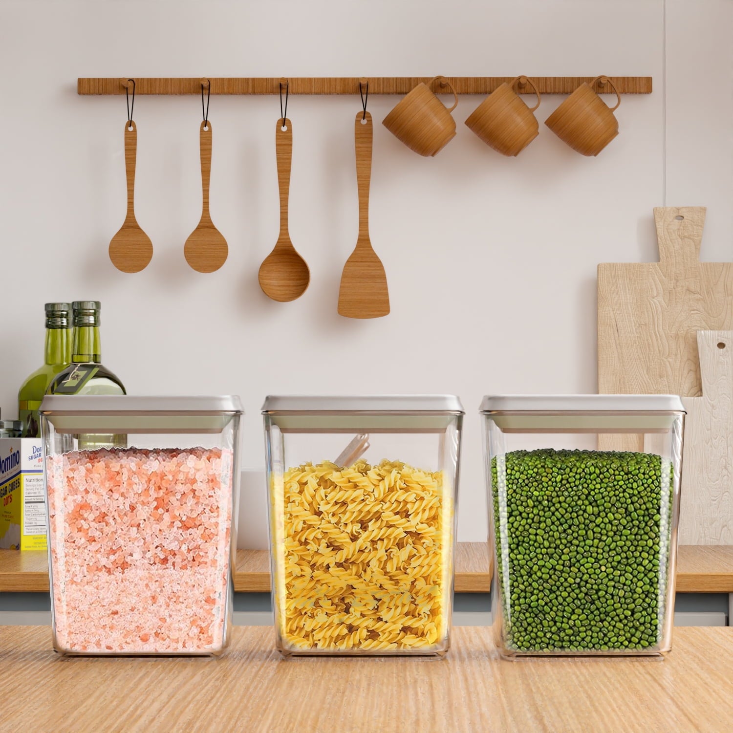 FOUKUS Airtight Pop Up Container: 3 pack 1.2 QT Food Storage Container with Lid, Stackable Kitchen Storage Container for Cereal, Snack, Suga - Image 2