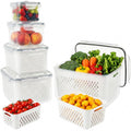 5 Pack Fruit Storage Containers for Fridge with Lid and Removable ColanderPlastic Fresh Produce Saver Vegetable ContainerRefrigerator Organi