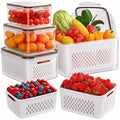 5 Pack Fruit Storage Containers for Fridge with Removable Colanders and Lids, 5 in 1 Leakproof Fridge Organizer Bins ...