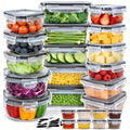 50 Pcs Food Storage Containers with Lids (24 Containers + 24 Lids+ Labels & Marker), Meal Prep Containers for Pantry Organization and Kitche