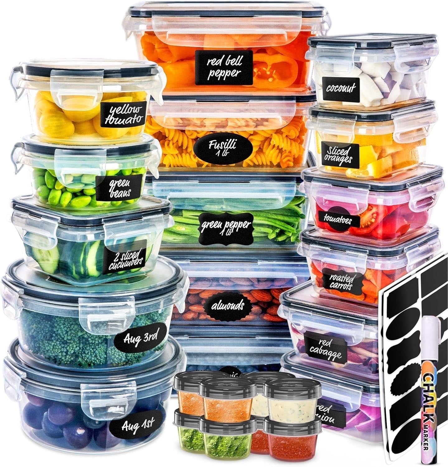 50 Pcs Food Storage Containers with Lids Airtight, Plastic Meal Prep Container for Pantry & Kitchen Organization & bento box & snack contain