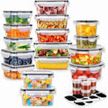 50 Piece Variety Pack Food Storage Containers with Lids - Plastic Leak-Proof BPA-Free - Food Meal Prep Tupperware (24...
