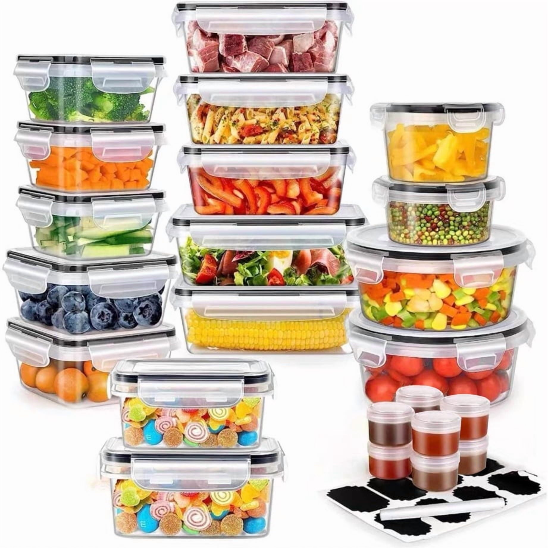 50 Piece Variety Pack Food Storage Containers with Lids - Plastic Leak-Proof BPA-Free - Food Meal Prep Tupperware (24...