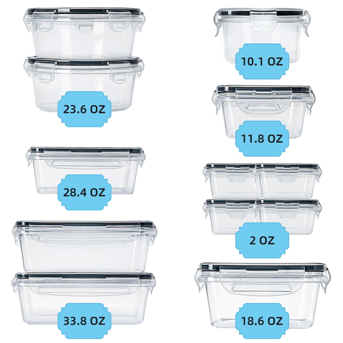 24 Pcs Food Storage Containers Set with Lids - BPA-Free Airtight Plastic Containers for Pantry & Kitchen Organization... - Image 2
