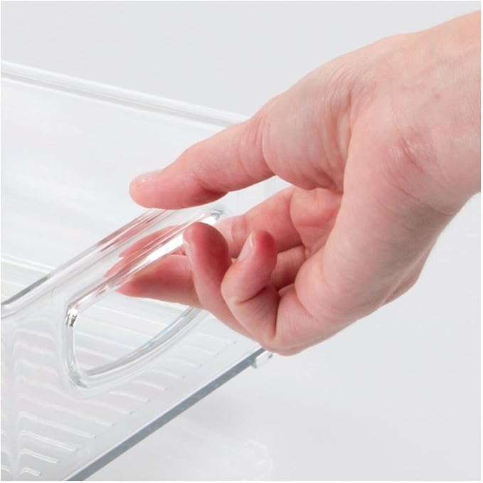 (M-Design) Discount Kitchen Cabinet and Pantry Storage Organizer Bins - Pack of 4, Shallow, Clear