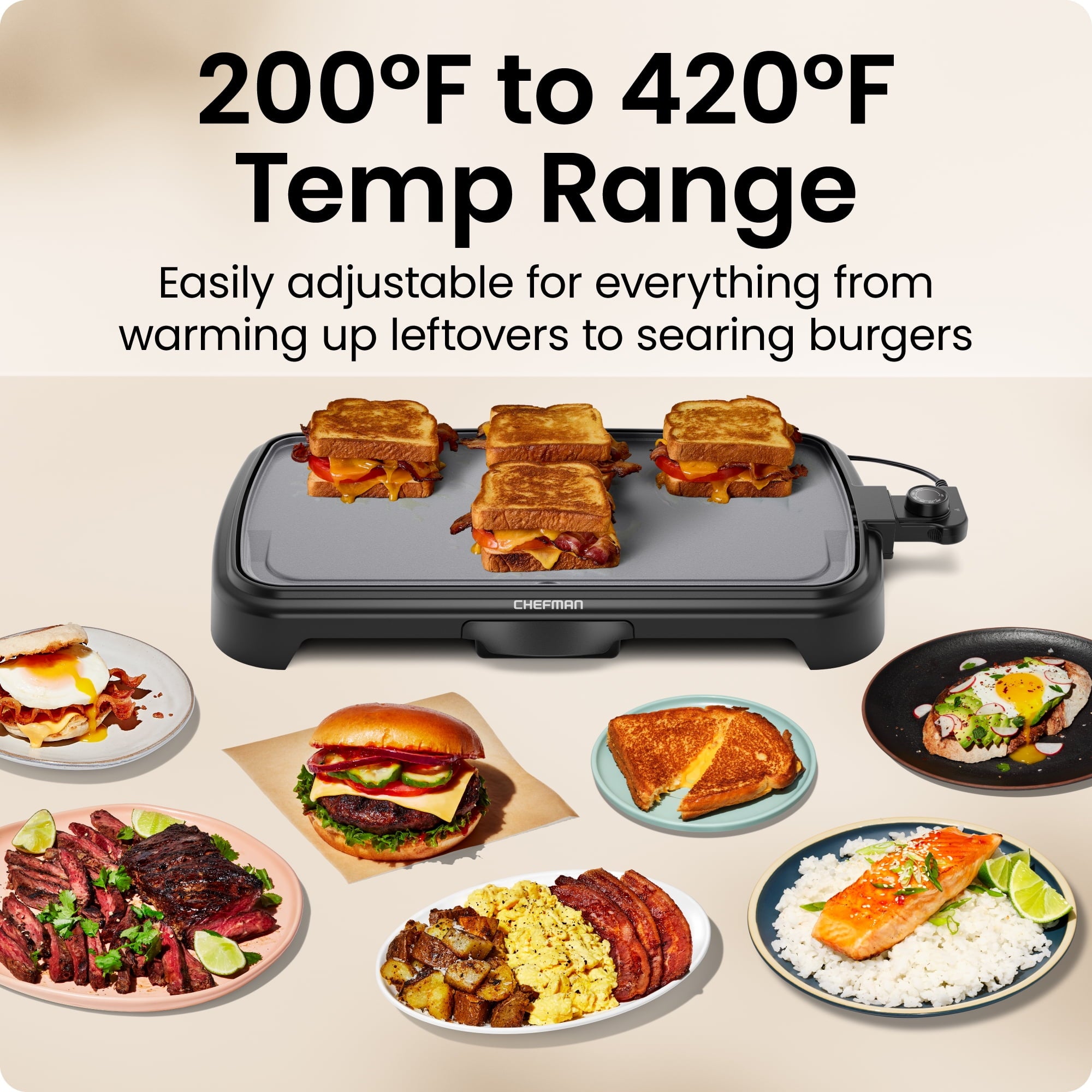 10" x 20" Nonstick Extra-Large Griddle, Grey - Image 3