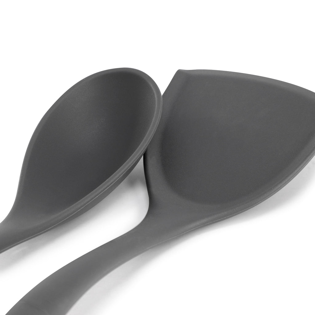 Oster Ridgecrest 2 Piece Silicone Kitchen Tool Serving Spoon and Turner Set in Gray - Image 3