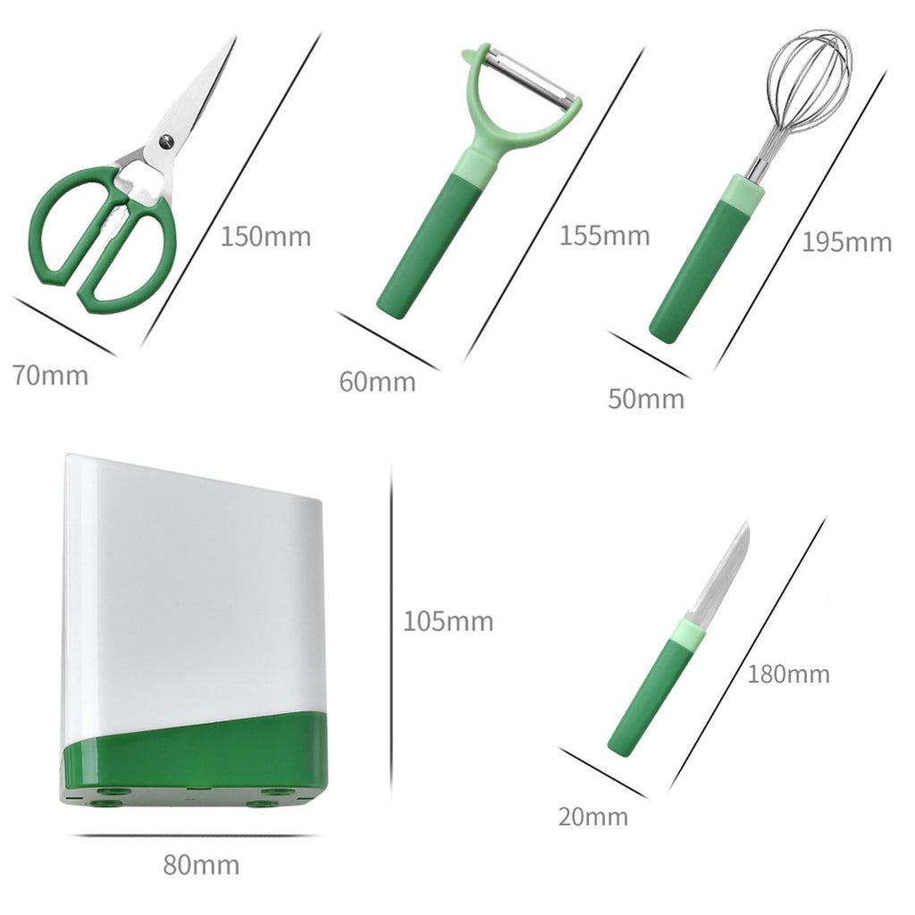 5 Piece Multifunctional Kitchen Gadget Set,All In One Cooking Tools,Peeler Paring Knife Egg Whisk Scissors,Kitchen Utensils With Storage Bas - Image 3