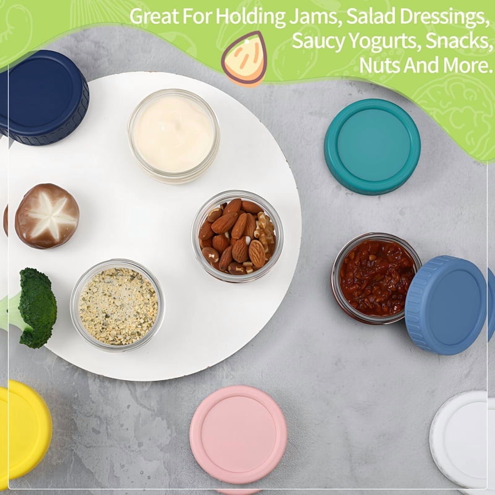 8 Pack Salad Dressing Container to Go, 2.7 oz Glass Condiment Containers with Lids for Lunch Box, Small Sauce Contain... - Image 5