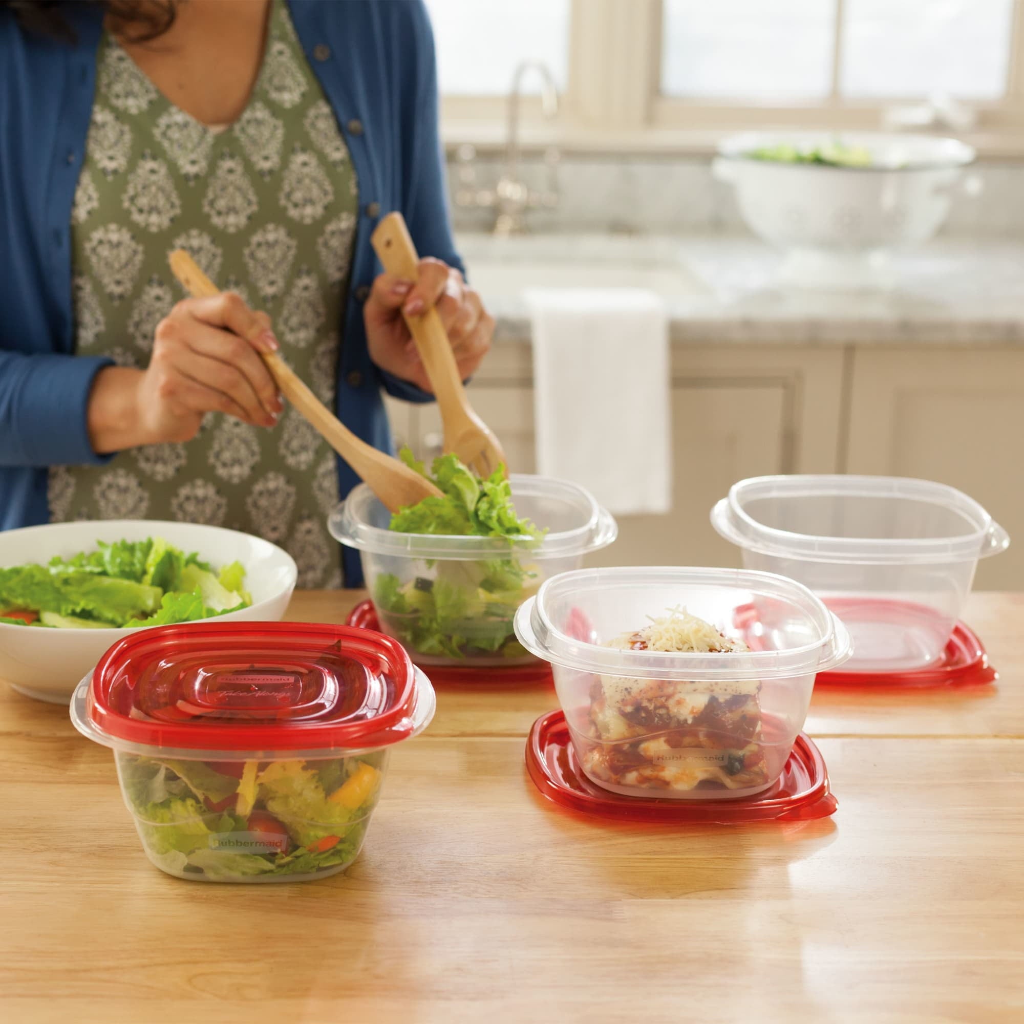 (4 pack) TakeAlongs 5.2-Cup Deep Square Food Storage Containers, Ruby Red, 4 pack - Image 4