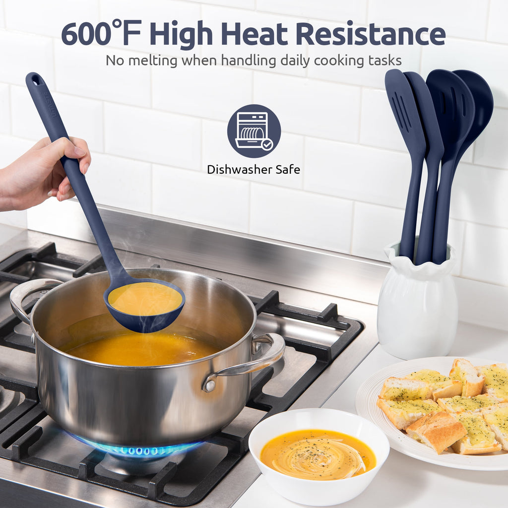 Silicone Kitchen Cooking Utensil Set: Heat Resistant 13.6in Long Kitchen Gadgets, Free Non Stick Rubber Cook Accessor... - Image 6