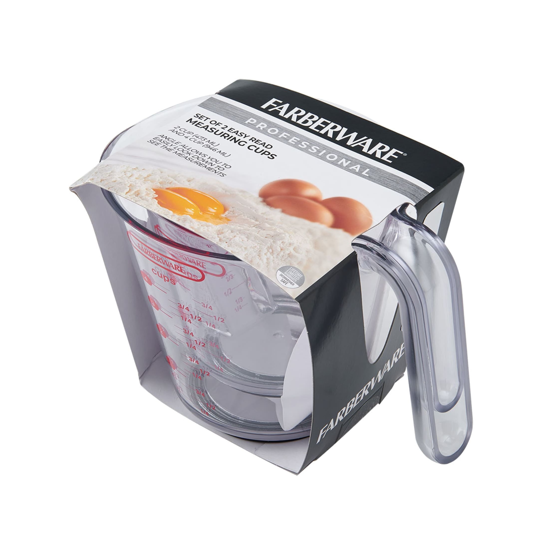 Professional Set of 2 Nesting Measuring Cups with Easy-Read Design, Clear - Image 4
