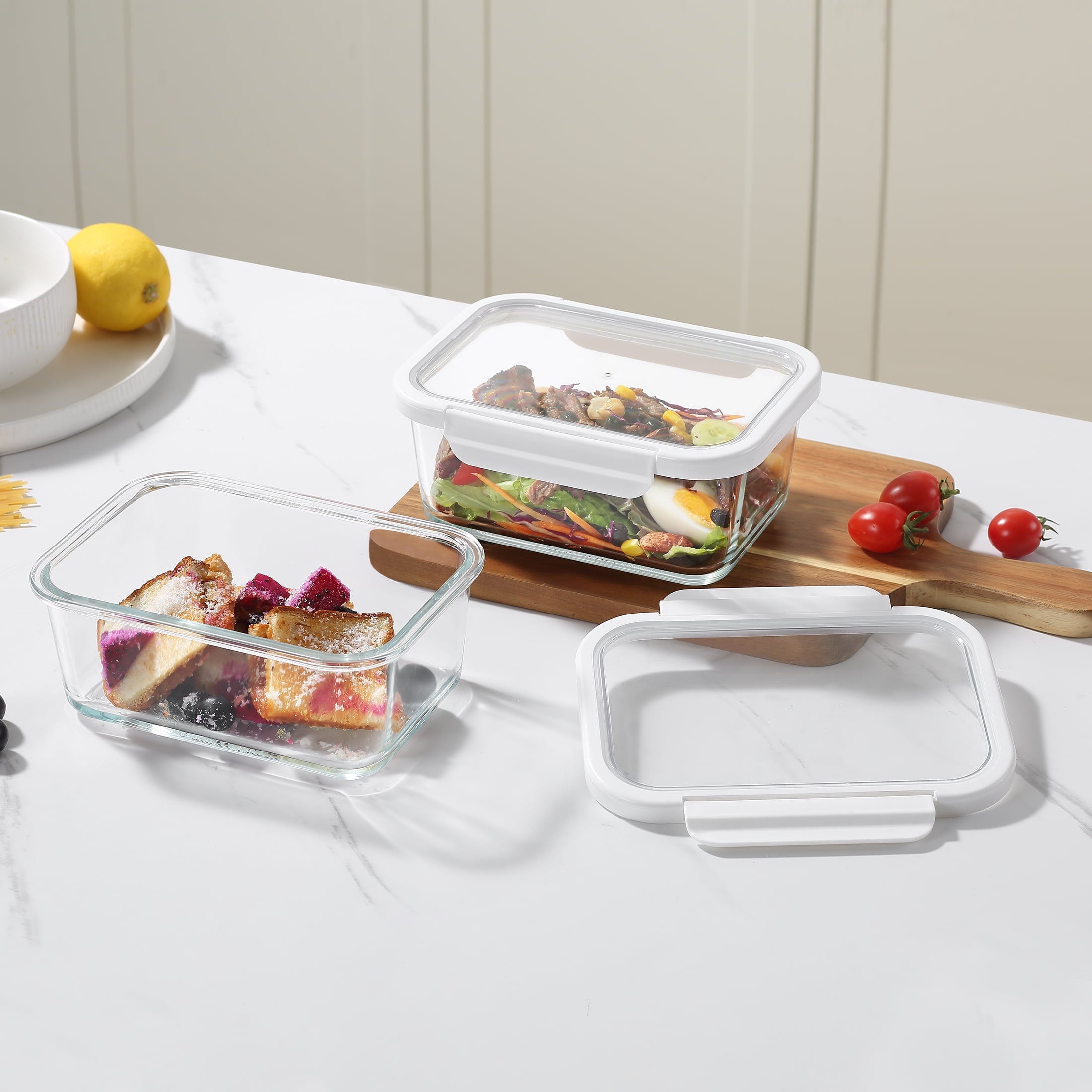 Better Homes & Gardens 4Cup Rectangle Glass Food Storage Container with Tritan Lid. Set of 2, 4 Pieces, Designed to Help with Pantry Storage - Image 4