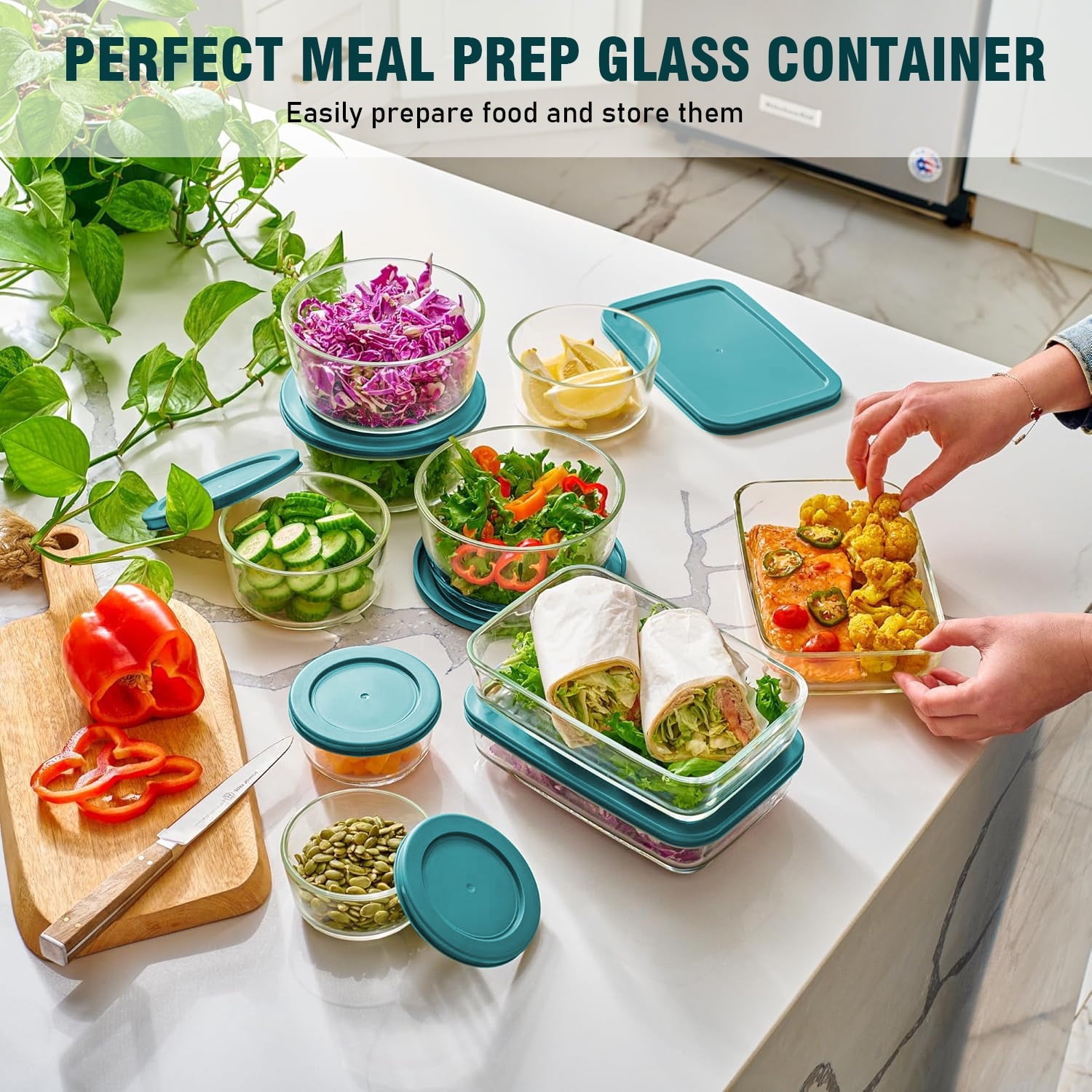 24Pcs Glass Food Storage Containers with Lids(12 Containers & 12 Lids), Stackable Airtight Meal Prep Lunch Boxes Bowl... - Image 3