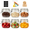 9 Pcs Airtight Glass Jars Set Includes 3 Accessories, 17oz Food Storage Jar with Airtight Clamp Lids, Small Clear Mas...