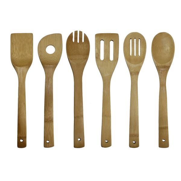 6 Piece Bamboo Cooking Utensil Set - Heat Resistant Non-Stick Safe Kitchen Utensils for Cooking, Baking, Serving Product Highlights