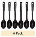 (6 pack) Nylon Solid Basting Spoon, Soft-Touch Handle, Black, Dishwasher Safe