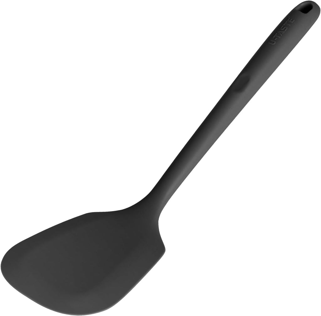 Silicone Turner: 13.6in Solid Kitchen Spatula Flipper, Free Flexible & Thin Rubber Seamless Cooking Utensil for Flipp...